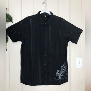 Rusty Button Down SS Black w/ Pinstripes Dress Shirt
Medium 38 - 40 
55% Cotton